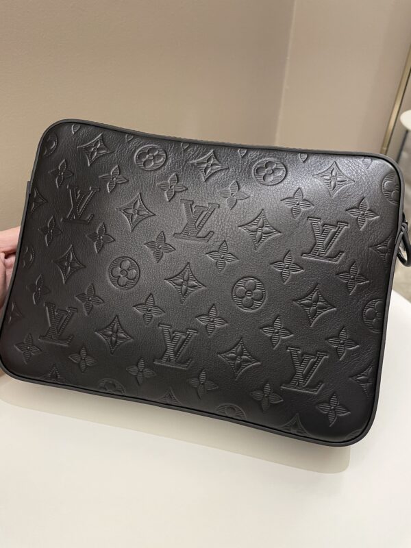 LV Duo Messenger Bag Black Monogram-Embossed Calf - Image 6