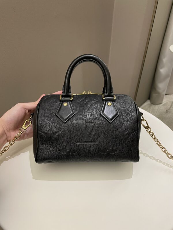 LV Speedy Bandoulière 20 Black Monogram Empreinte Leather - Image 16