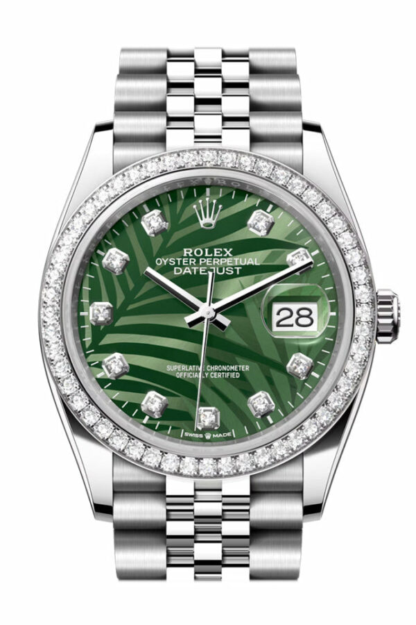 Datejust 36 Green Palm Motif Diamond Dial Diamond Bezel Jubilee Watch 126284RBR 126284RBR-0047