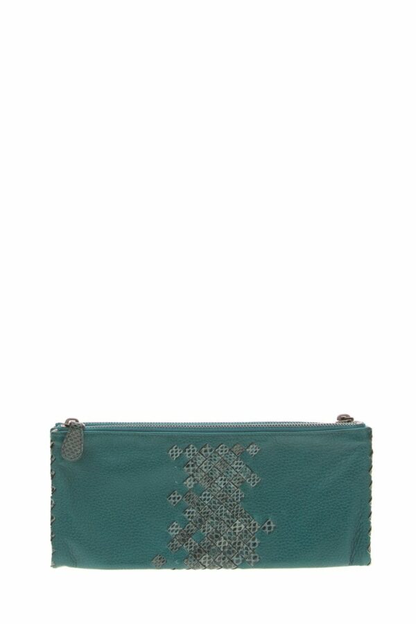 Bottega Veneta Turquoise Intrecciato Clutch - Image 9