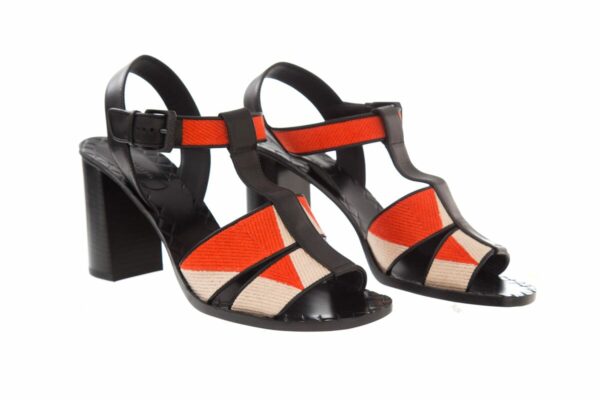 Bottega Veneta Black & Orange Block Heels SZ 39 - Image 2