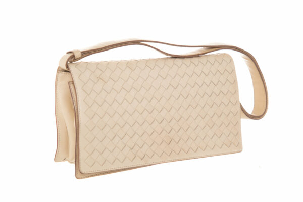 Bottega Veneta Beige Intrecciato Flap Leather Shoulder - Image 2