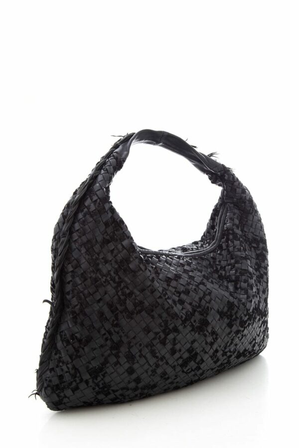 Bottega Veneta Black Intrecciato Leather & Velvet Handbag - Image 2