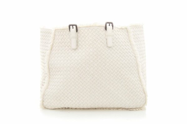 Bottega Veneta Large Fringe Off White Woven Tote - Image 3