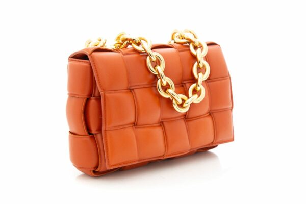 Bottega Veneta Orange Cassette Chain Handbag - Image 2