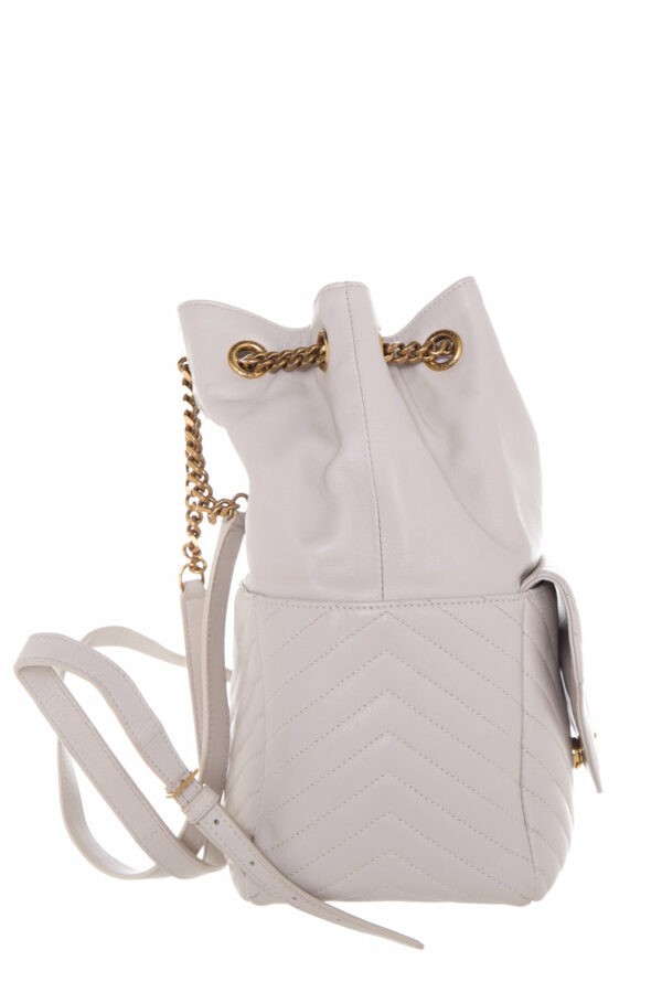 YSL Blanc Chevron Quilted Backpack Handbag - Image 3