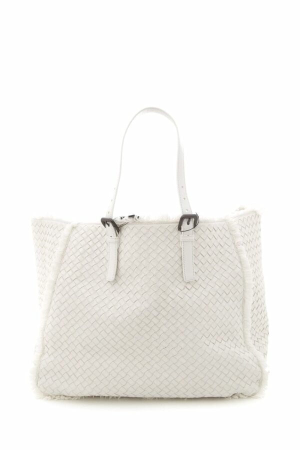 Bottega Veneta White Intrecciato Fringe Tote - Image 3