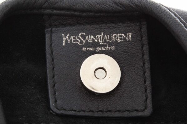 YSL Vintage Black Leather Hobo Handbag - Image 5