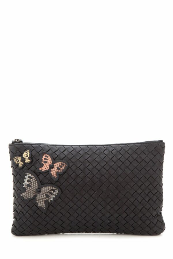 Bottega Veneta Black Intreccatio Butterfly Patch Pouch - Image 6