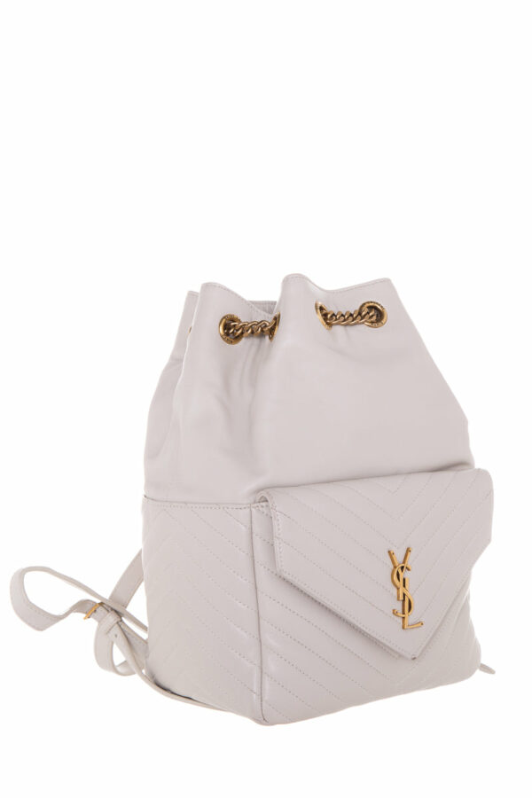 YSL Blanc Chevron Quilted Backpack Handbag - Image 2