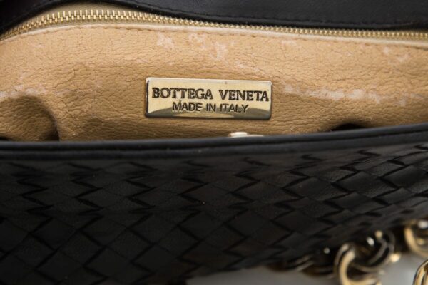 Bottega Veneta Black Chain Lambskin Woven Handbag - Image 5