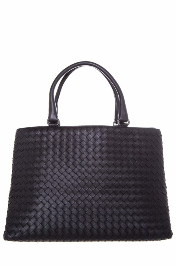 Bottega Veneta Black Intrecciato Leather Handbag - Image 8