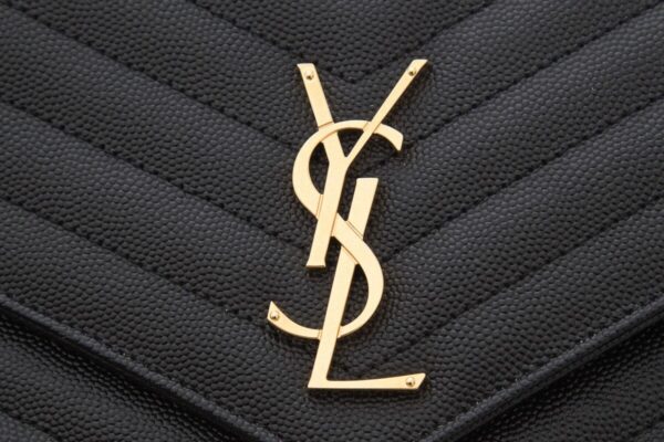 YSL Matelasse Grain De Poudre Black Leather Envelope Flap Pouch Clutch Bag - Image 4