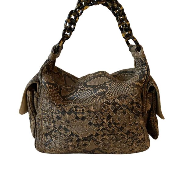 Bottega Veneta Intrecciato Snake Skin Hobo Bag