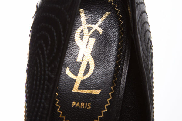 YSL Black Embroider Heels SZ 35 - Image 8