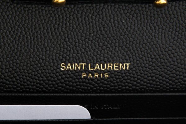 YSL Cassandre Matelasse Chain Wallet in Grain De Poudre Black Embossed Leather - Image 6