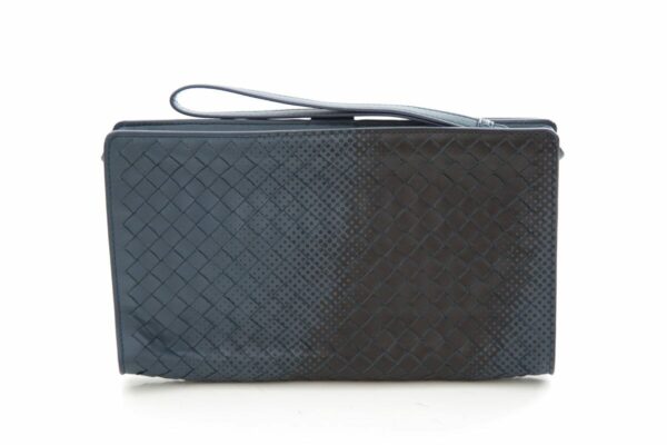 Bottega Veneta Intrecciato Blue & Black Graphic Clutch - Image 3