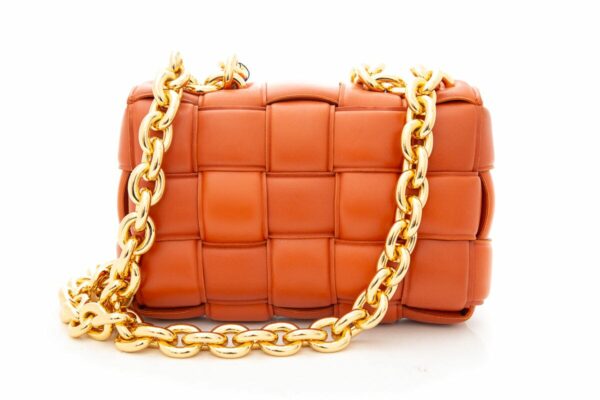 Bottega Veneta Orange Cassette Chain Handbag - Image 3