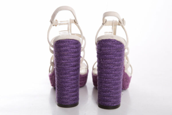 YSL Cream & Purple Jute Woven Heels SZ 35.5 - Image 3