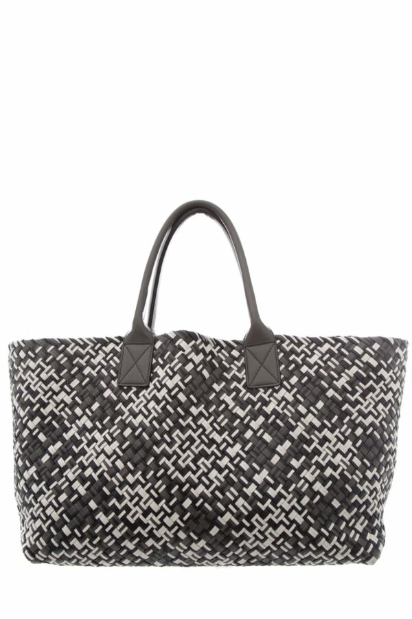 Bottega Veneta Black White & Grey Intrecciato Medium Cabat  Tote - Image 6