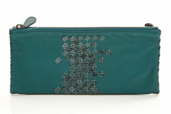 Bottega Veneta Turquoise Intrecciato Clutch - Image 3