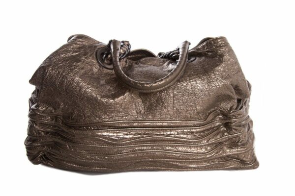 Bottega Veneta Metallic Gold Leather Corded Wave Tote Bag - Image 4