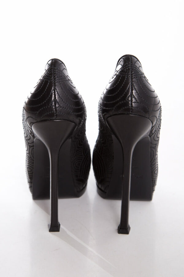 YSL Black Embroider Heels SZ 35 - Image 3