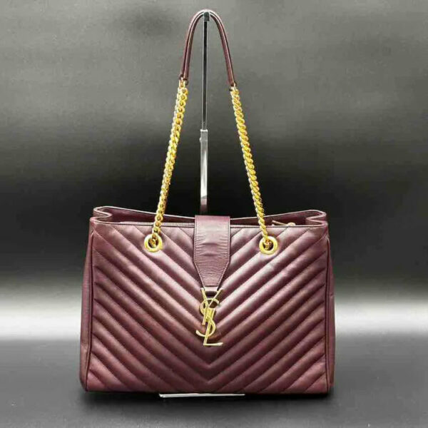 Ysl Classic Monogram Envelope Satchel Matelasse Chevron, Burgundy Leather, Large