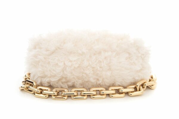 Bottega Veneta Ivory Shearling Chain Pouch Handbag - Image 4