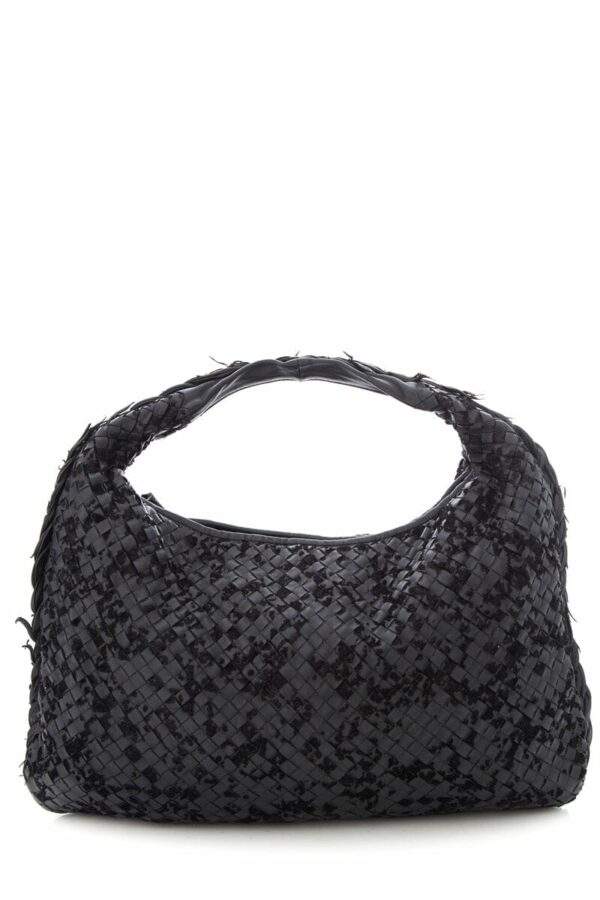 Bottega Veneta Black Intrecciato Leather & Velvet Handbag - Image 7