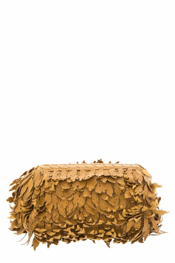 Bottega Veneta Mustard Leaf Effect Leather Clutch - Image 7