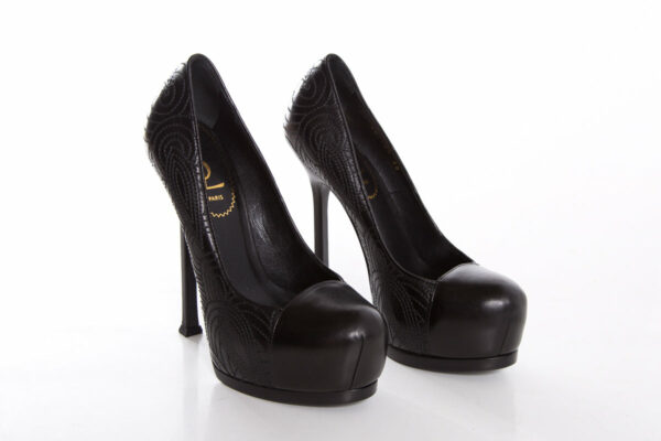 YSL Black Embroider Heels SZ 35 - Image 2