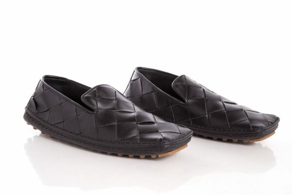 Bottega Veneta Black Square Toe Intrecciato Flats SZ 37 - Image 2