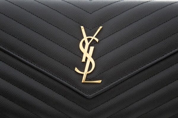 YSL Cassandre Matelasse Chain Wallet in Grain De Poudre Black Embossed Leather - Image 4