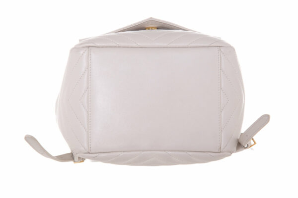 YSL Blanc Chevron Quilted Backpack Handbag - Image 5