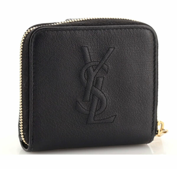 YVES SAINT LAURENT (YSL) Belle De Jour Leather Compact Zip Wallet Black - Image 9