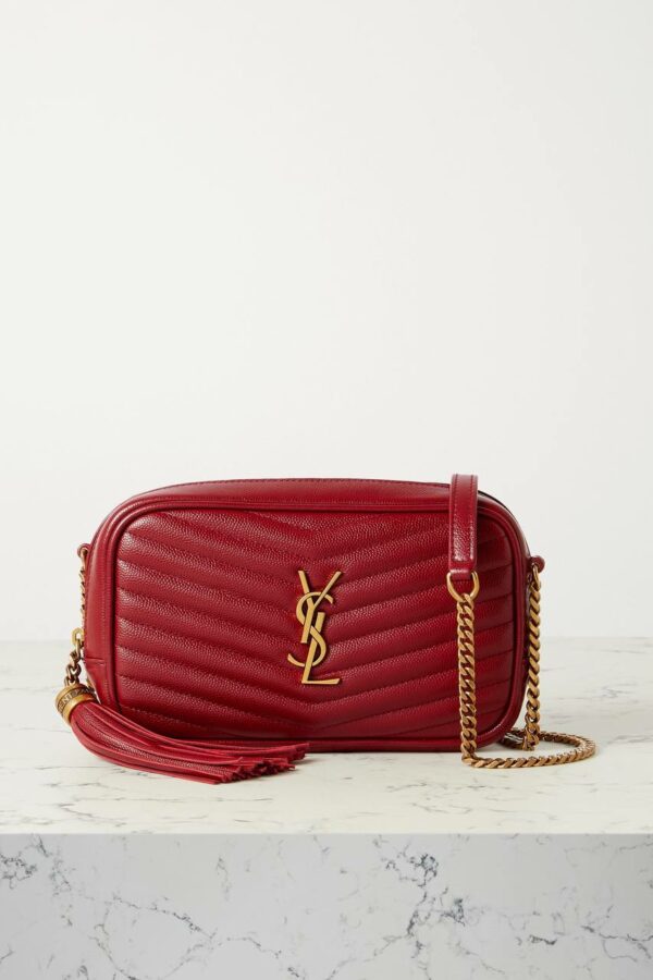 YSL SAINT LAURENT Lou mini textured-leather shoulder bag