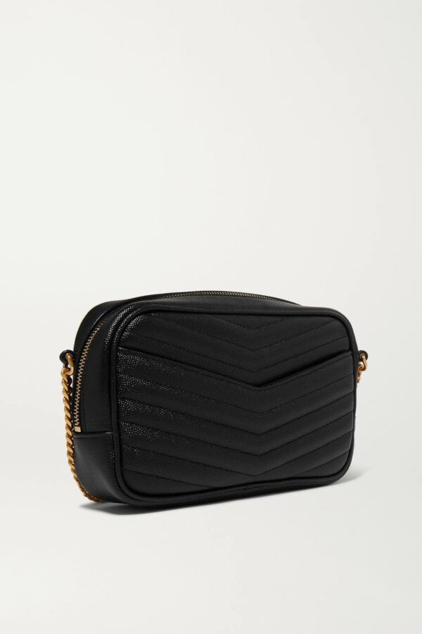 YSL SAINT LAURENT Lou mini quilted textured-leather shoulder bag (Black) - Image 3