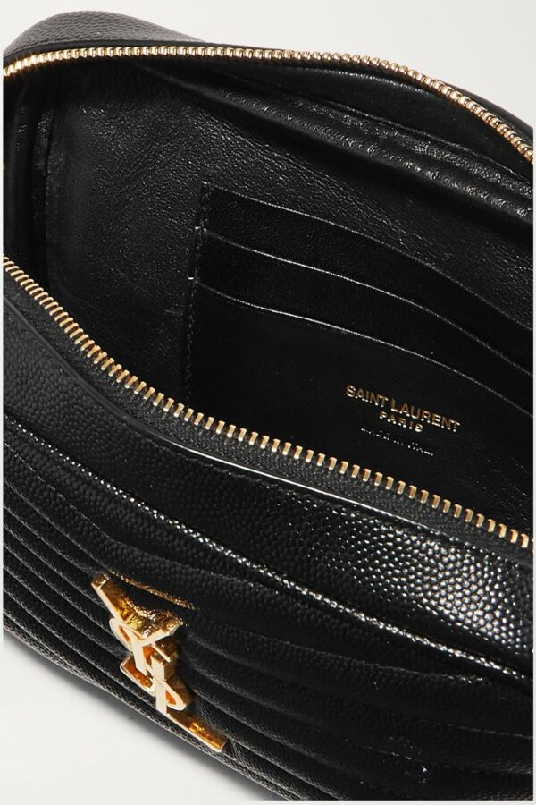 YSL SAINT LAURENT Lou mini quilted textured-leather shoulder bag (Black) - Image 5