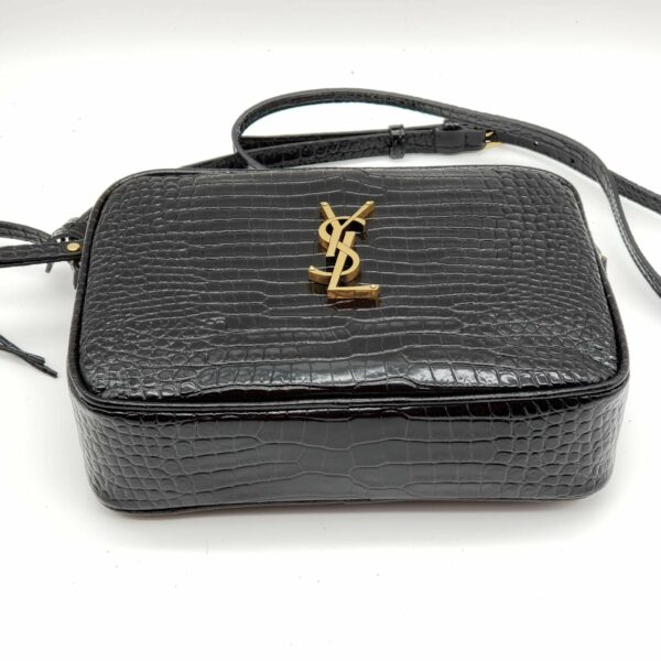 YSL Lou Camera Bag Embossed in Crododile Shiny Black Leather  Bag - Image 6