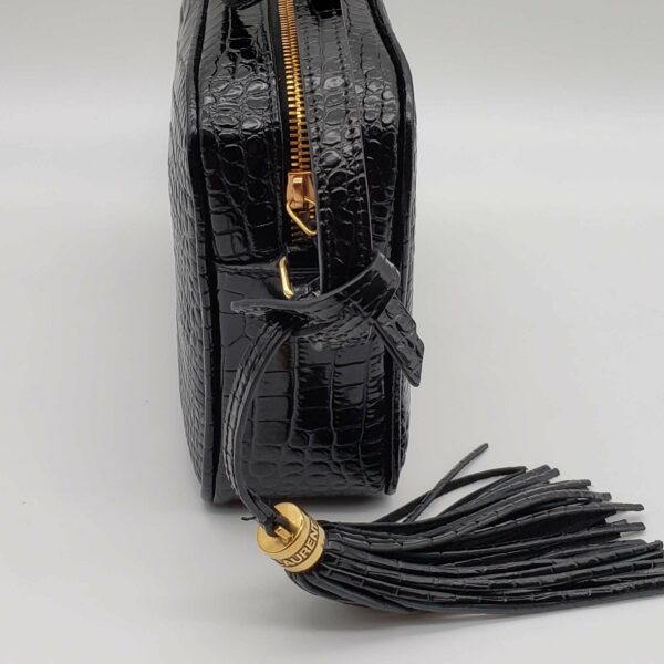 YSL Lou Camera Bag Embossed in Crododile Shiny Black Leather  Bag - Image 3