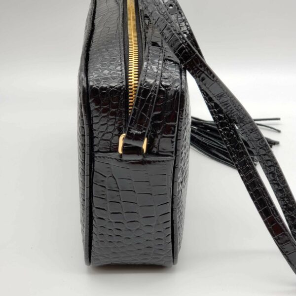 YSL Lou Camera Bag Embossed in Crododile Shiny Black Leather  Bag - Image 4