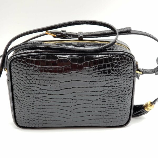 YSL Lou Camera Bag Embossed in Crododile Shiny Black Leather  Bag - Image 2