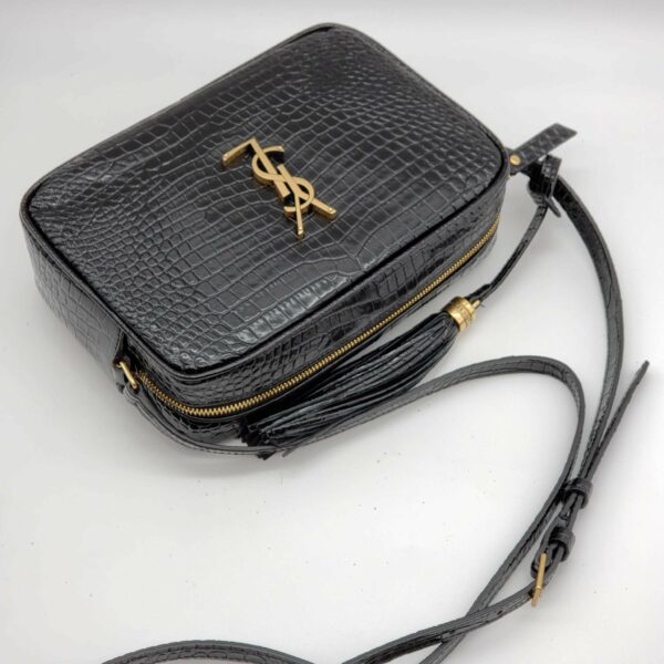 YSL Lou Camera Bag Embossed in Crododile Shiny Black Leather  Bag - Image 5