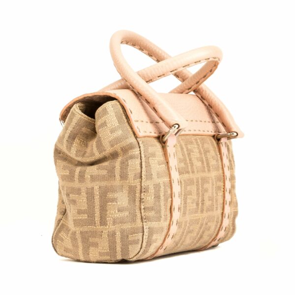 Fendi Pink/Tan Zucca Selleria Mini Linda (4018016) - Image 2